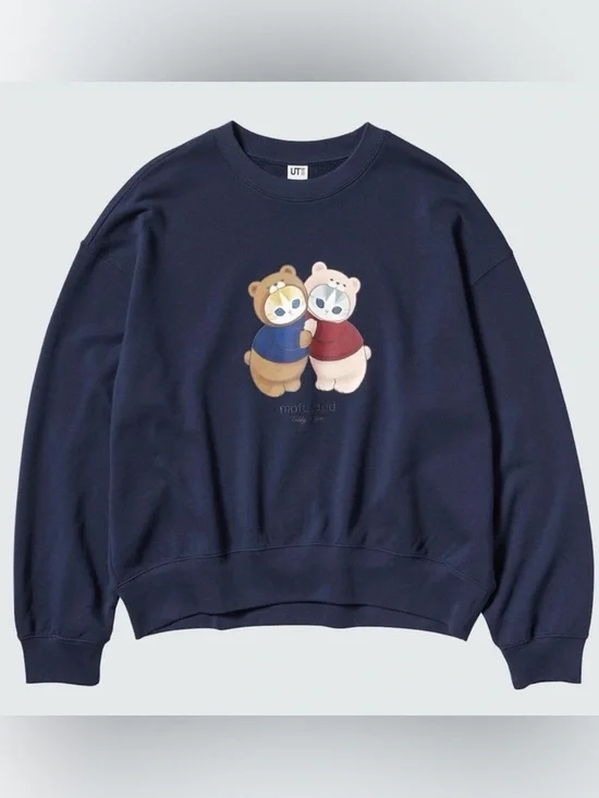 UNIQLO x Mofusand Teddy Bear Cat Navy Sweatshirt - Picture 4 of 5